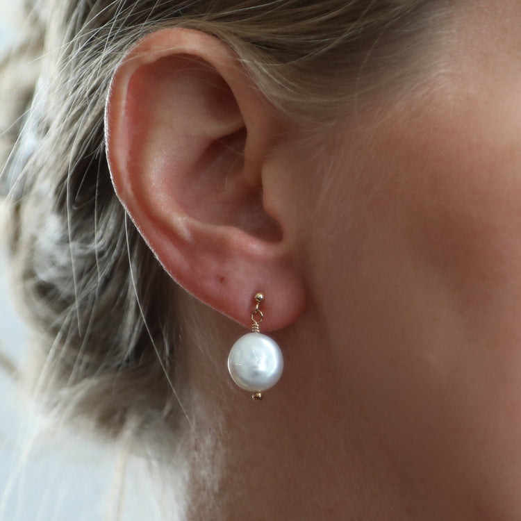 Gold Pearl post earrings