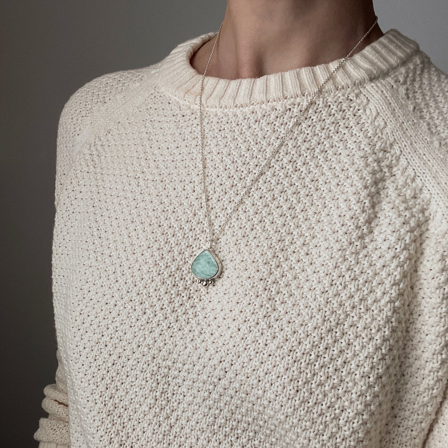 sterling silver and Amazonite necklace