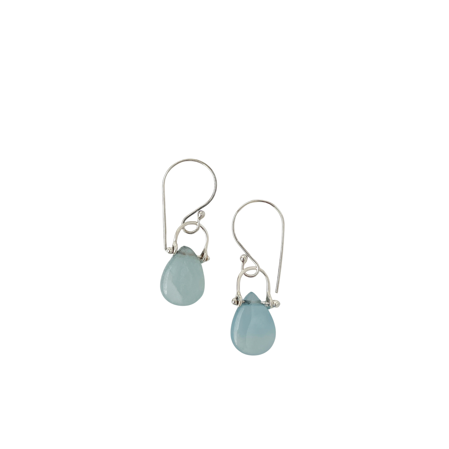 teardrop shaped aquamarine and silver earrings