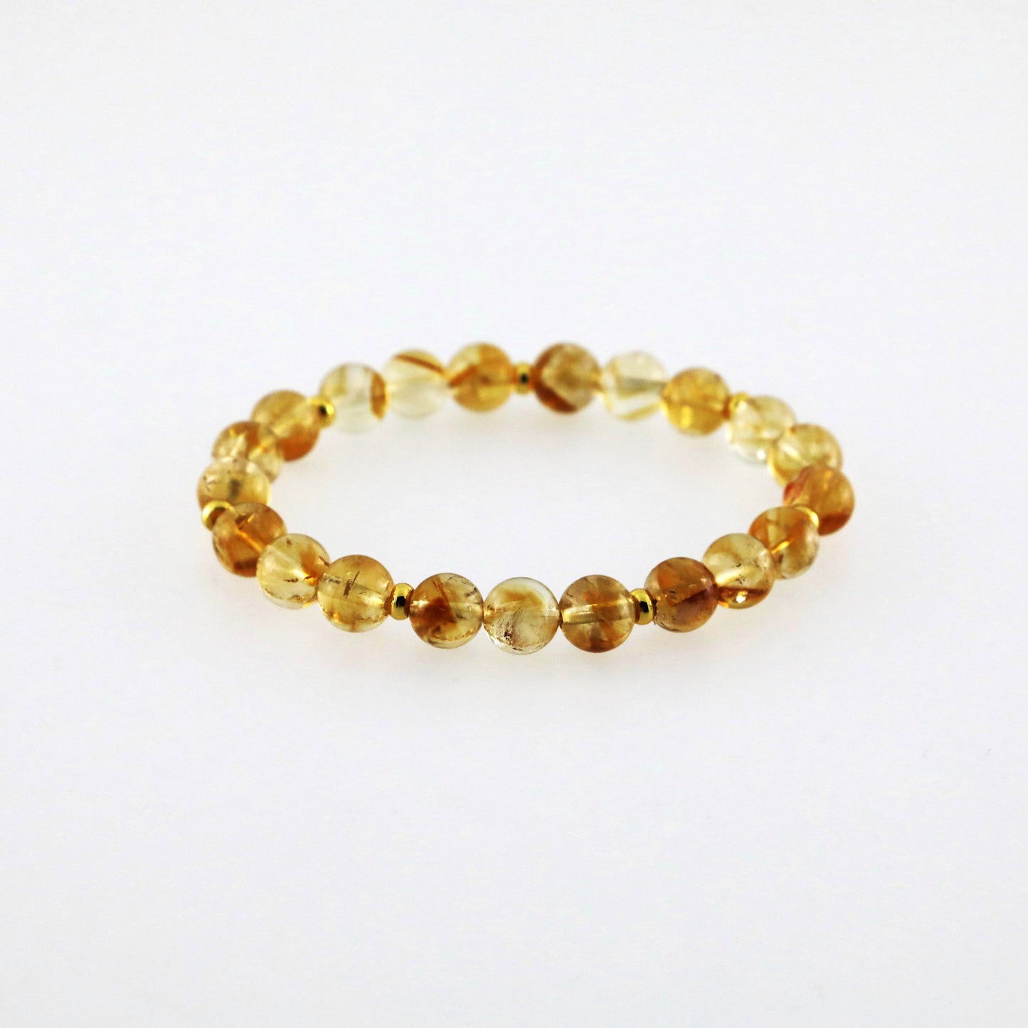 Citrine gemstone stretch bracelet with gold spacers