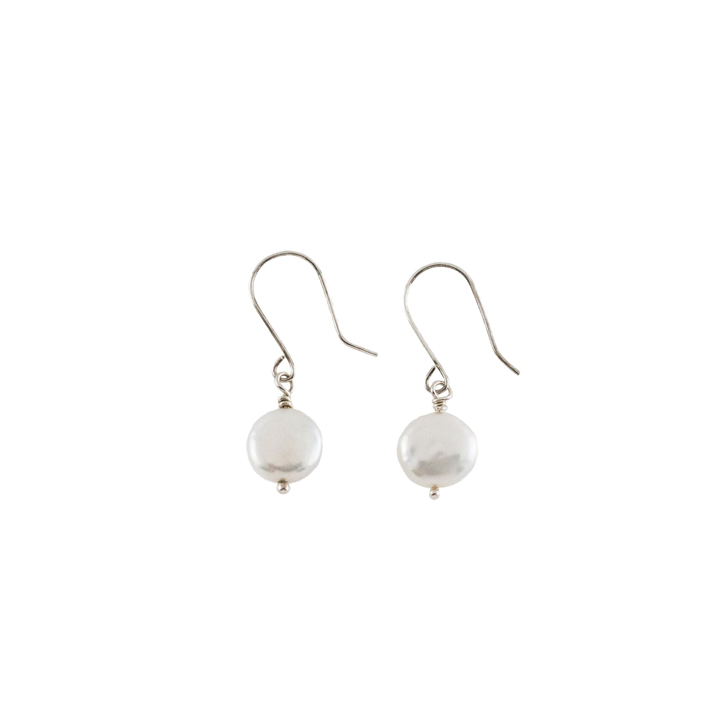 Sterling silver and freshwater coin pearl earrings