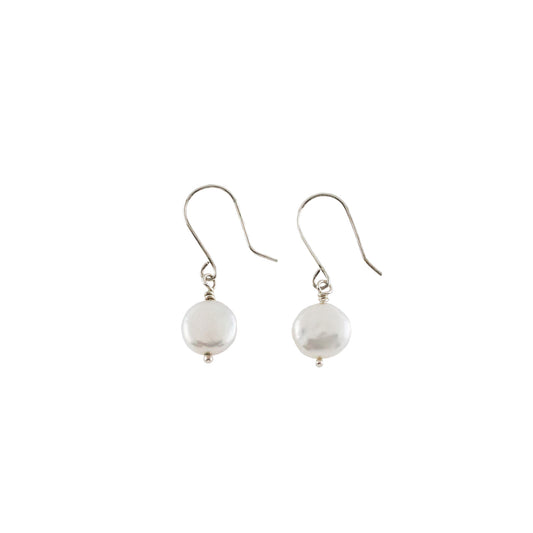 Sterling silver and freshwater coin pearl earrings