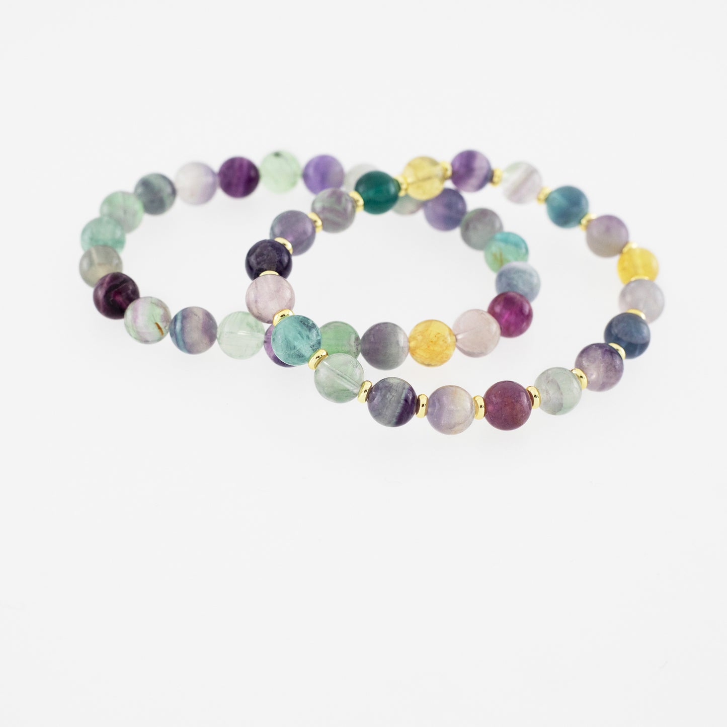 Fluorite stretch bracelets available in 2 styles