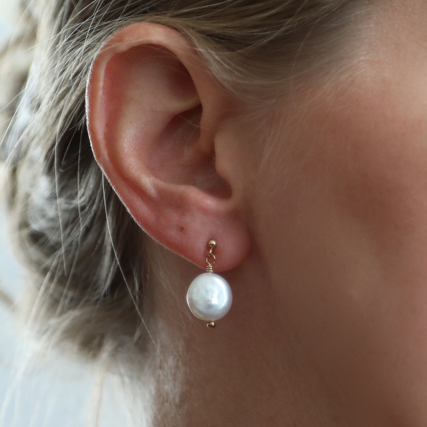 Gold Filled Coin Pearl Studs