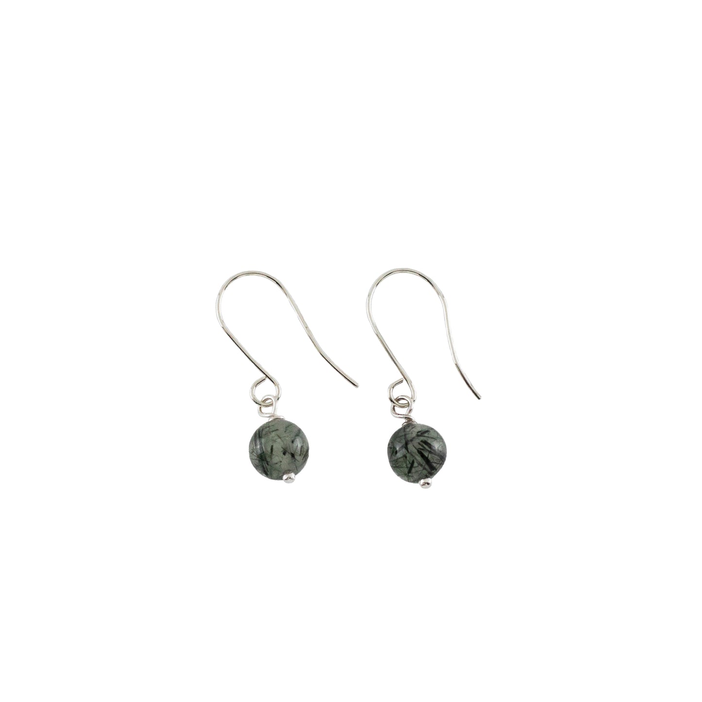 Sterling silver earrings with green rutilated quartz