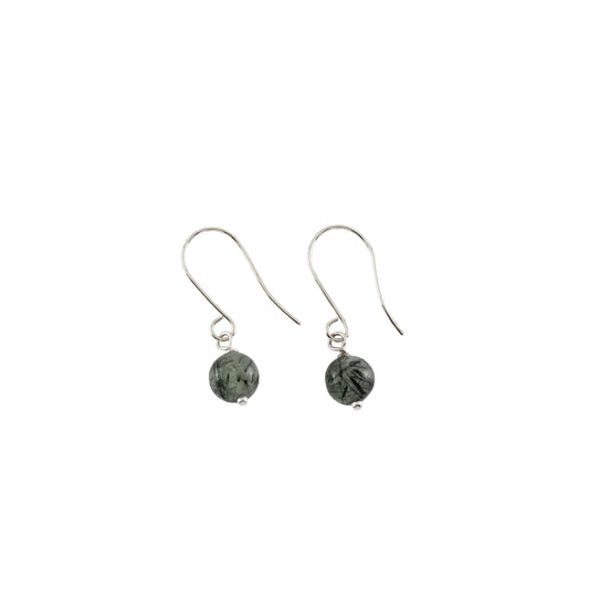 Sterling silver earrings with green rutilated quartz
