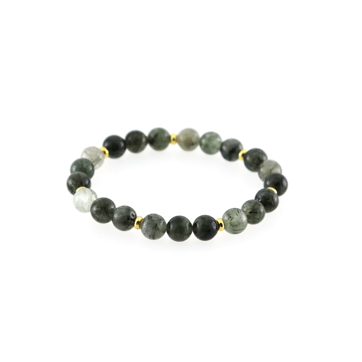 Green rutilated quartz gemstone bracelet