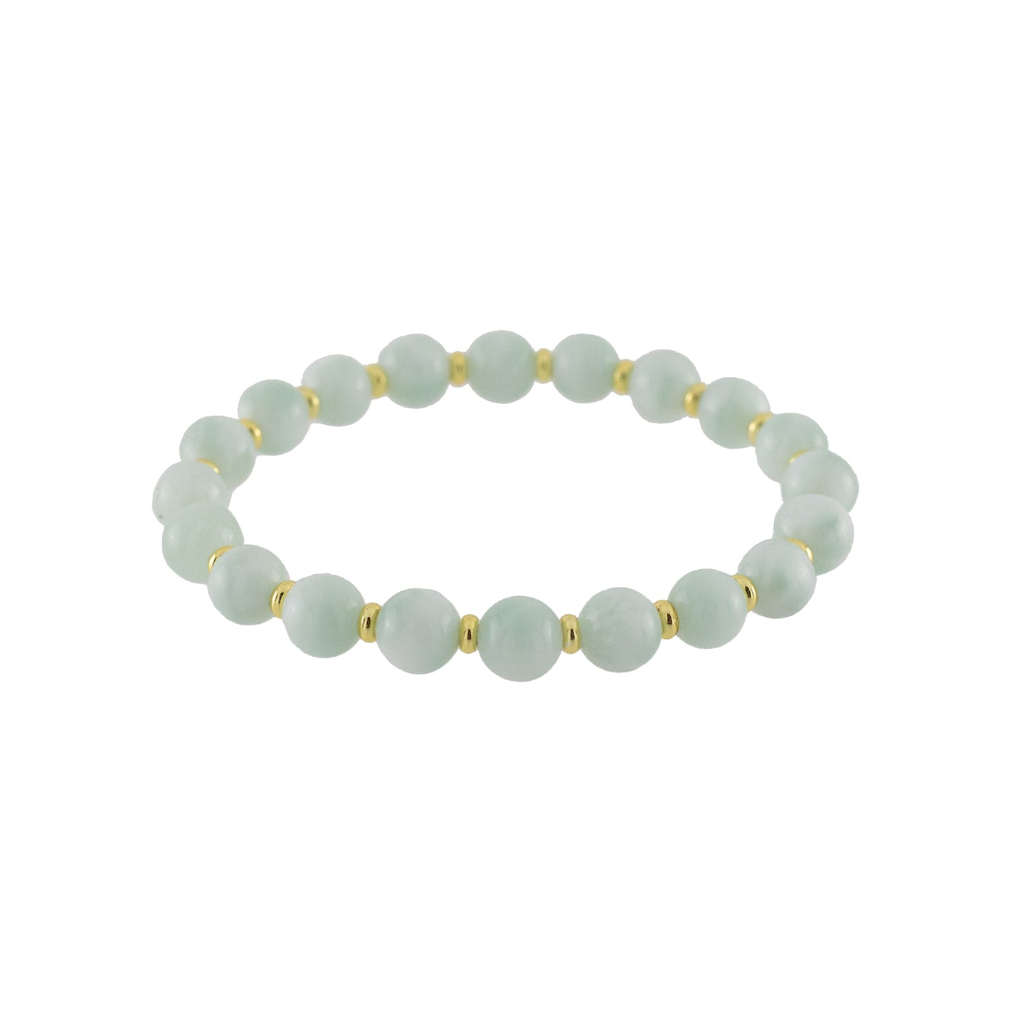 Green larimar gemstone stretch bracelet with gold accents