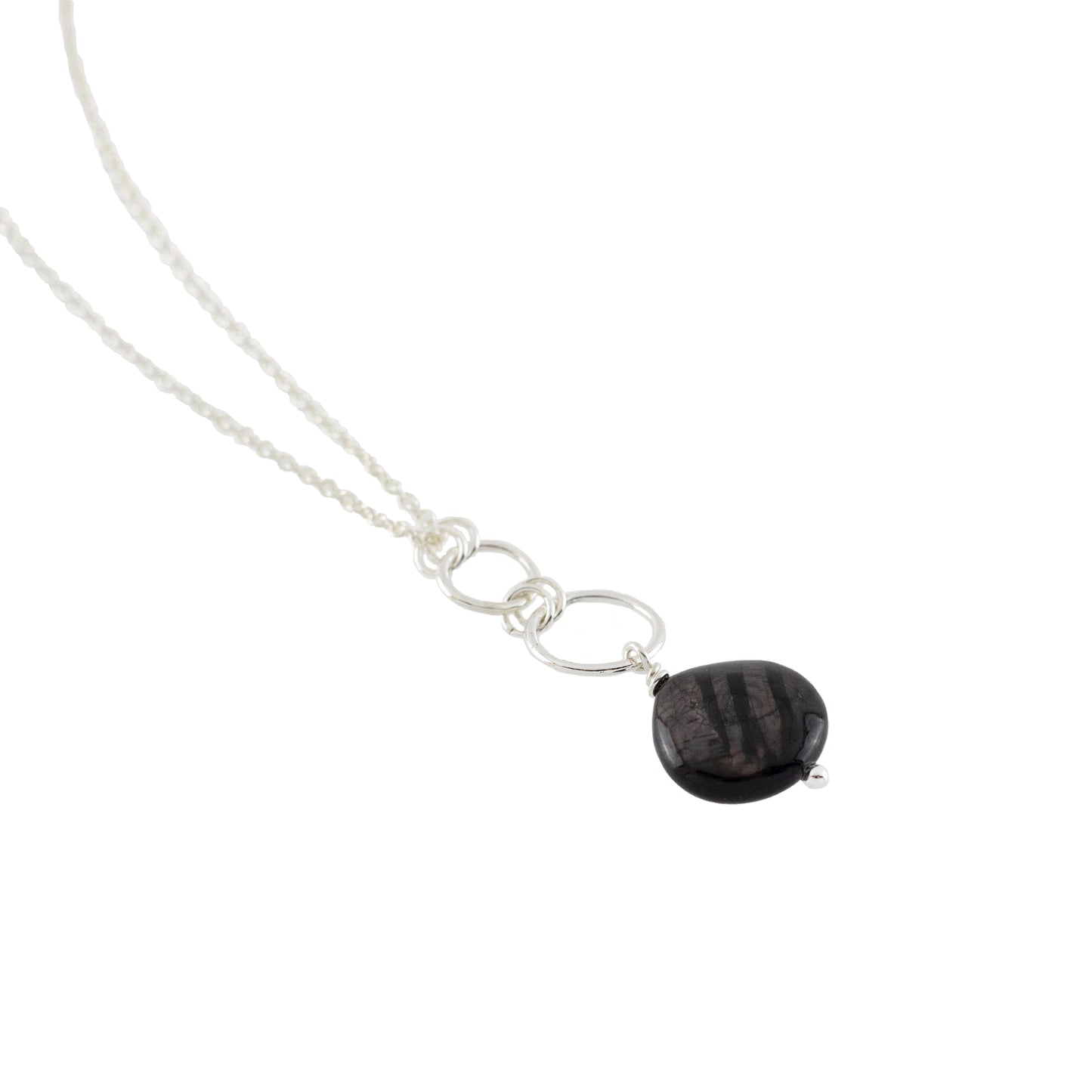 sterling silver and black gemstone pendant