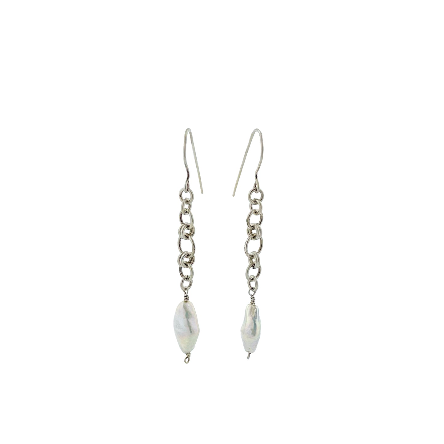 Sterling silver drop earrings with freshwater pearls