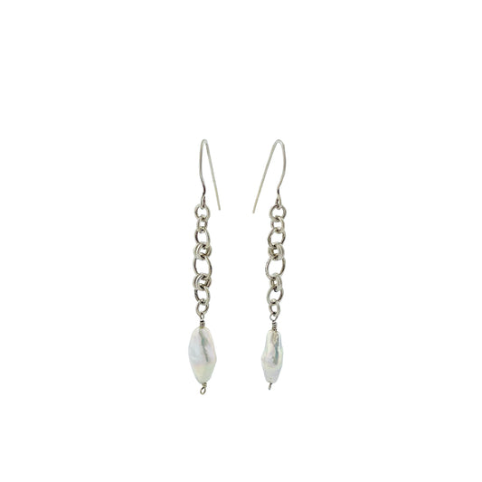 Sterling silver drop earrings with freshwater pearls