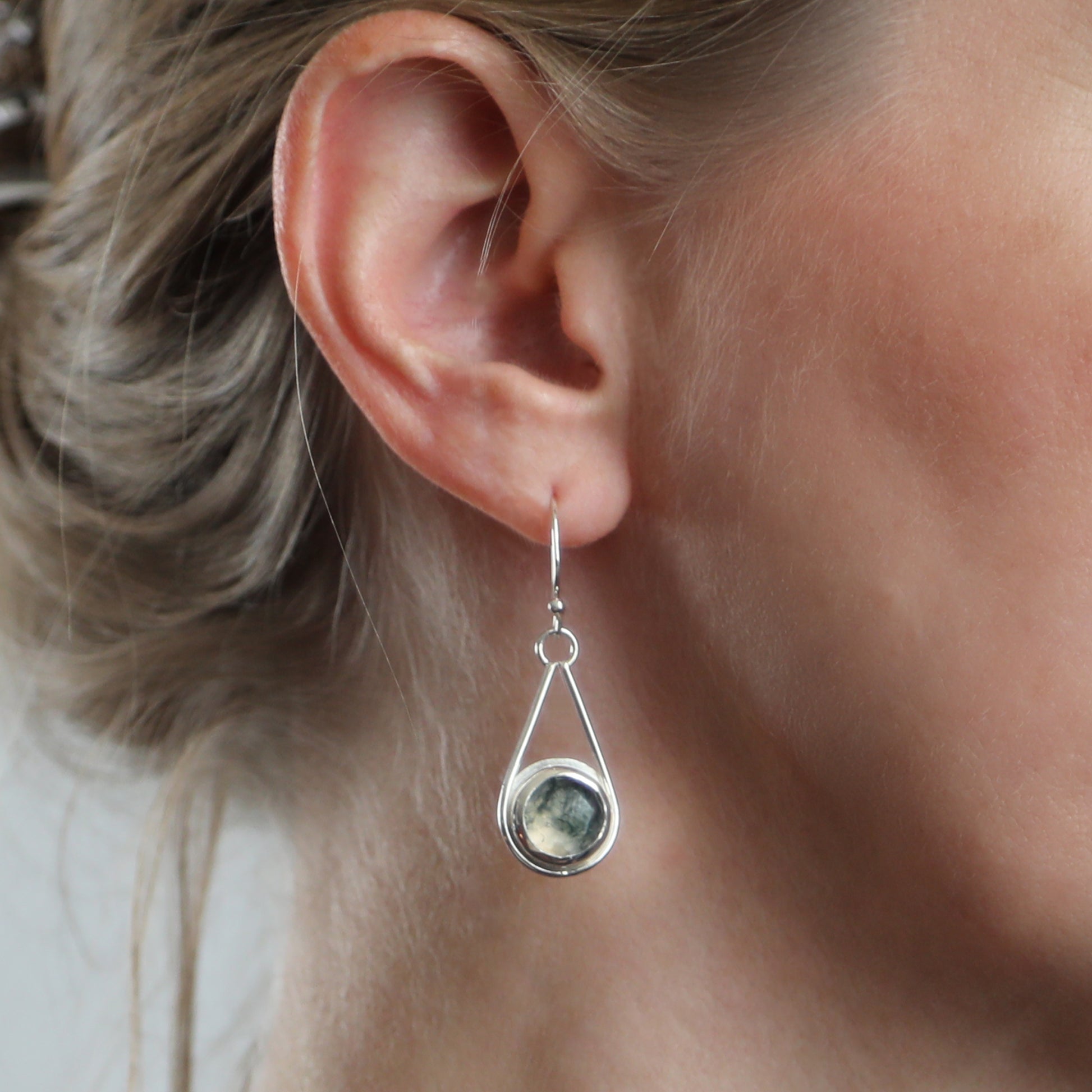 Sterling silver earrings with Moss Agates