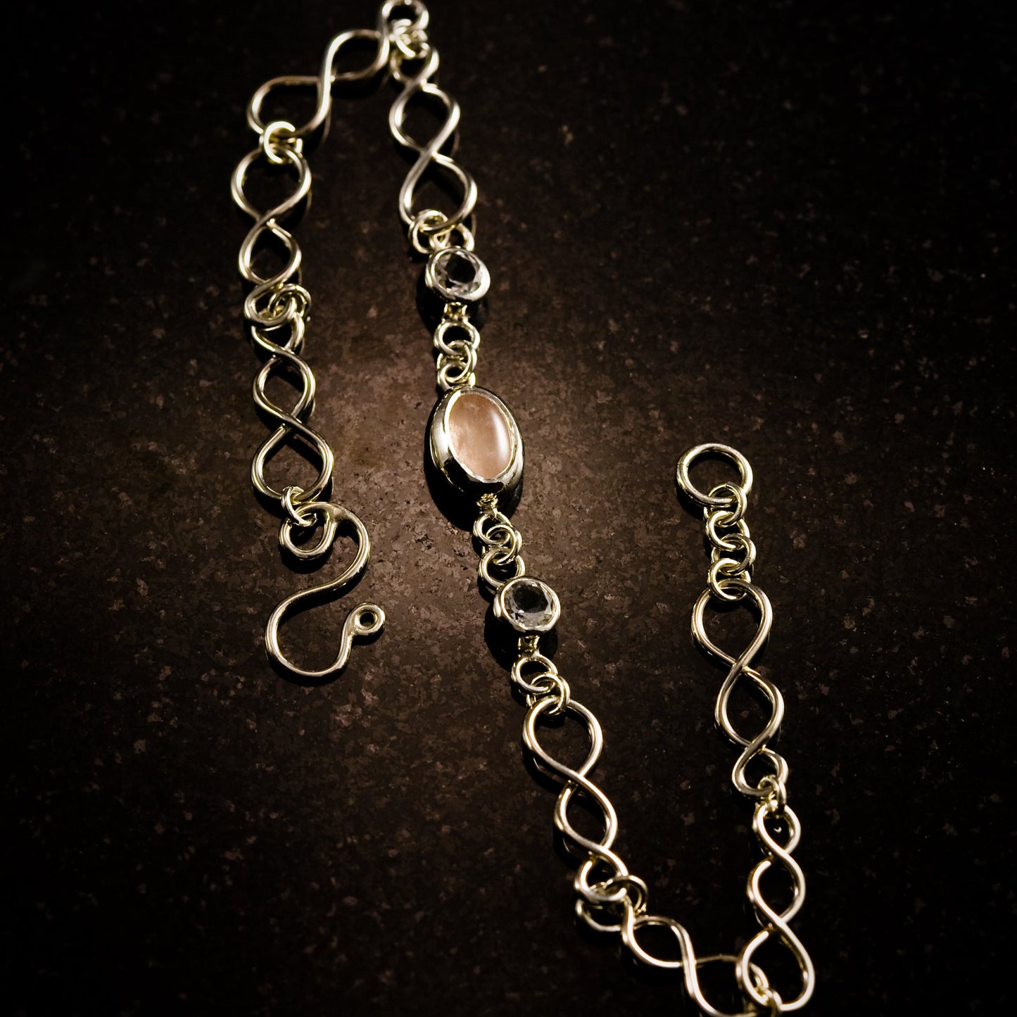 Rose Quartz silver chain bracelet