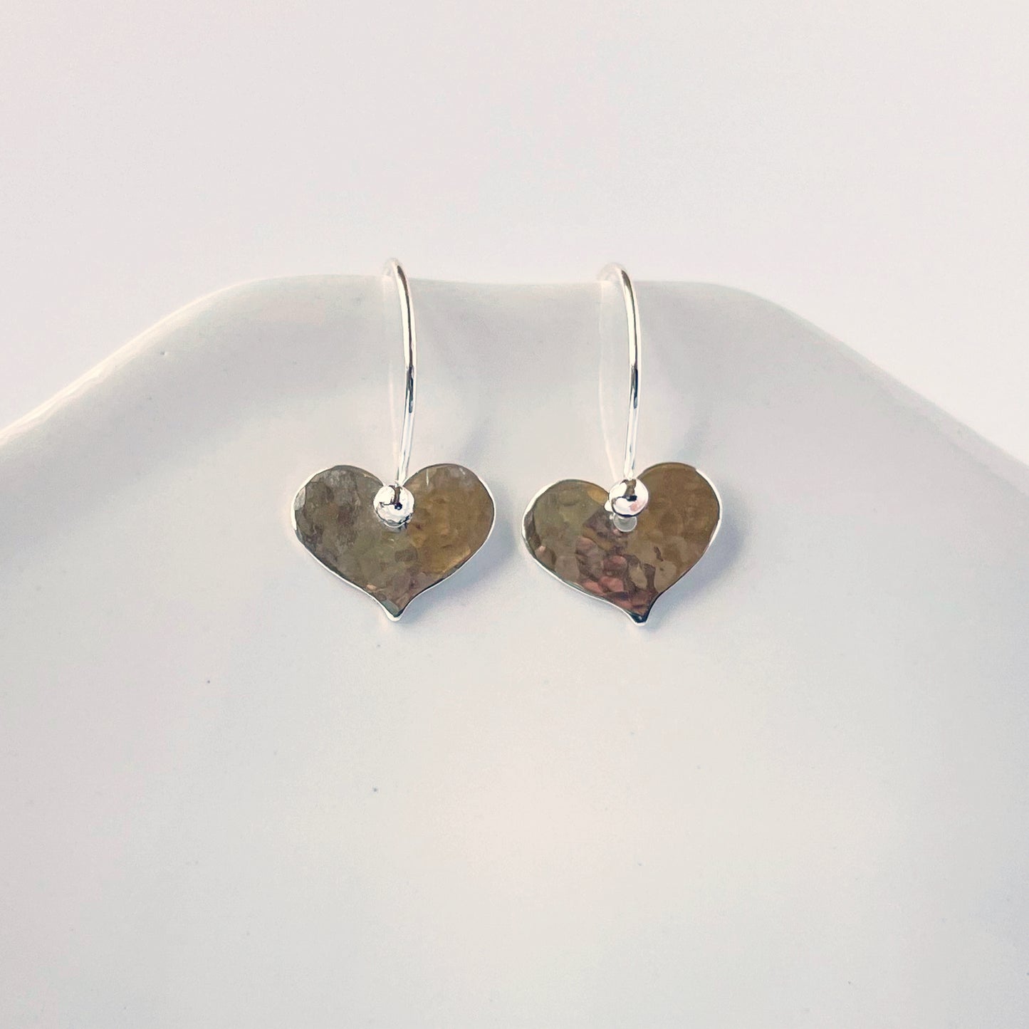 Forged Heart Earrings in sterling silver