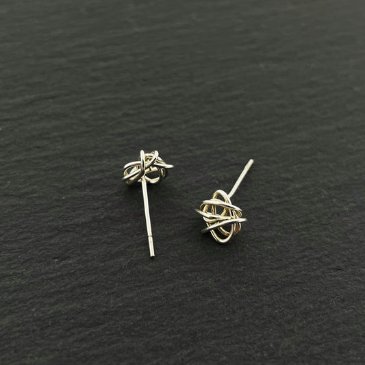 twisted silver knot earrings