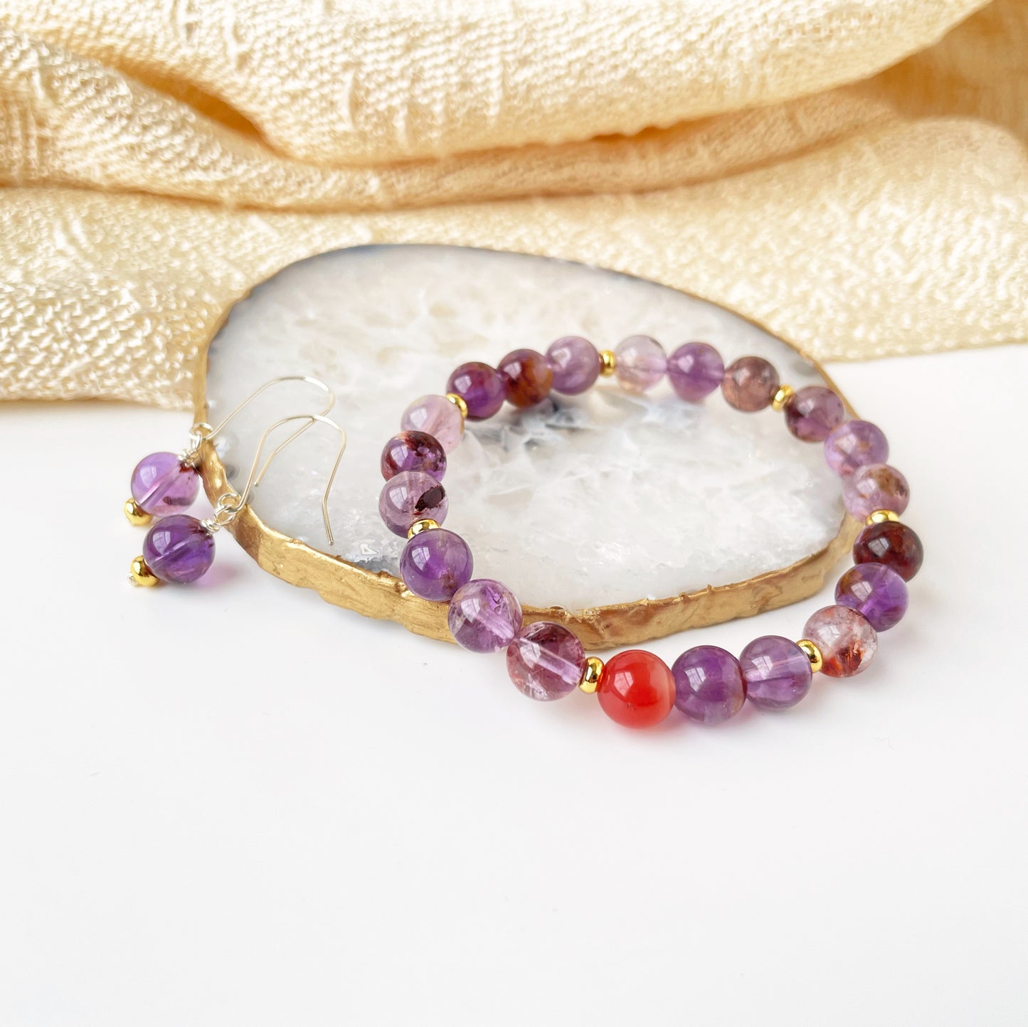 Super 7 gemstone bracelet and earrings