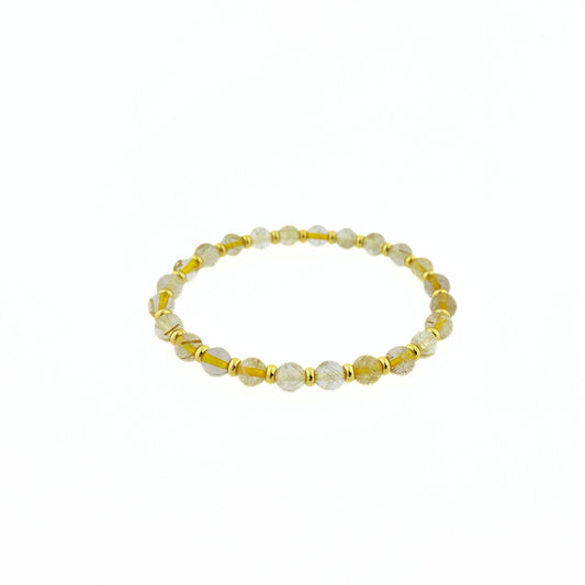 gold rutilated quartz gemstone bracelet