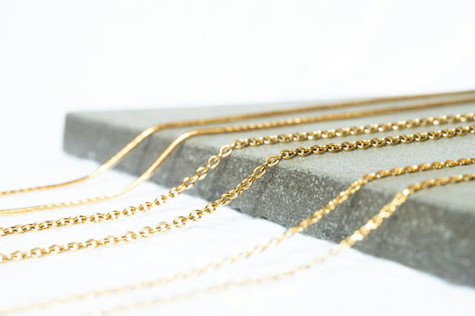 gold chains on display