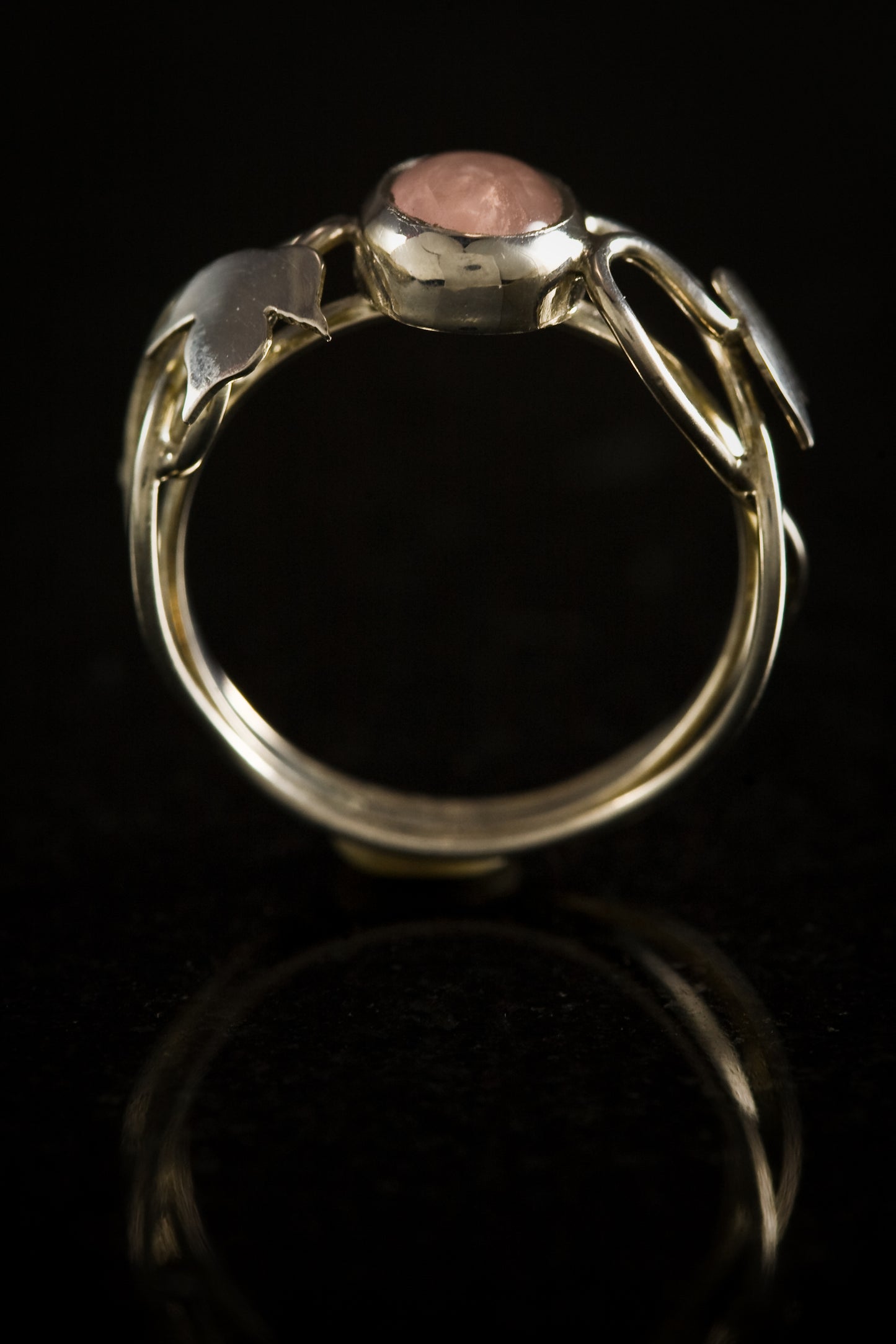 Side view of silver maple ring