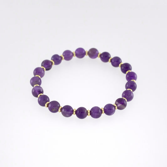 Amethyst stretch bracelet with gold spacer beads