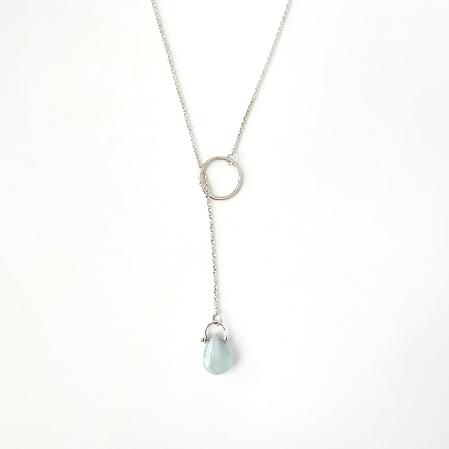 Aquamarine gemstone lariat necklace