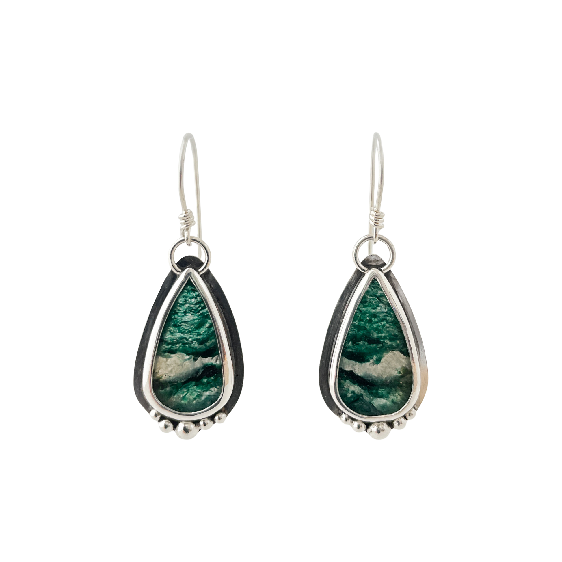 silver earrings with Aventurine gemstones