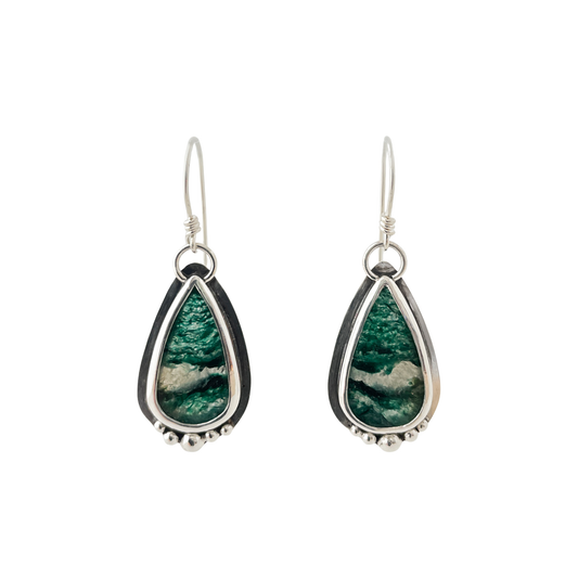 silver earrings with Aventurine gemstones