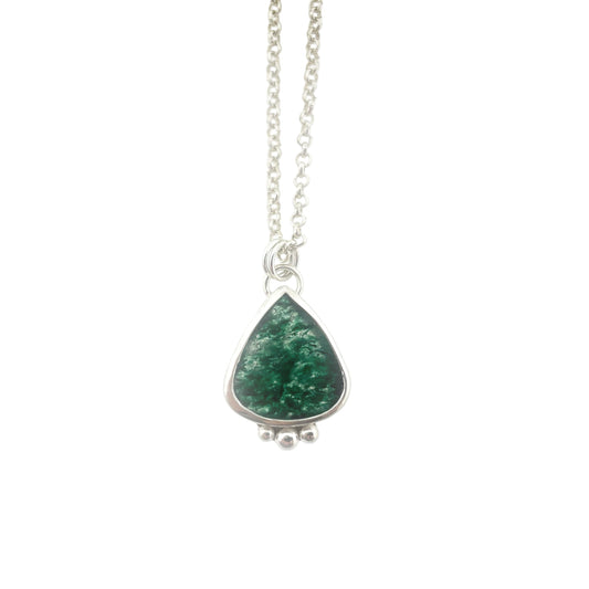 Green aventurine gemstone necklace with silver accents