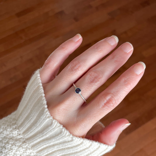 Silver Iolite solitaire ring