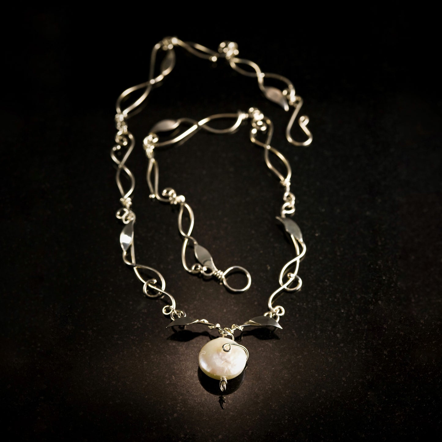 delicate sterling silver necklace with coin pearl