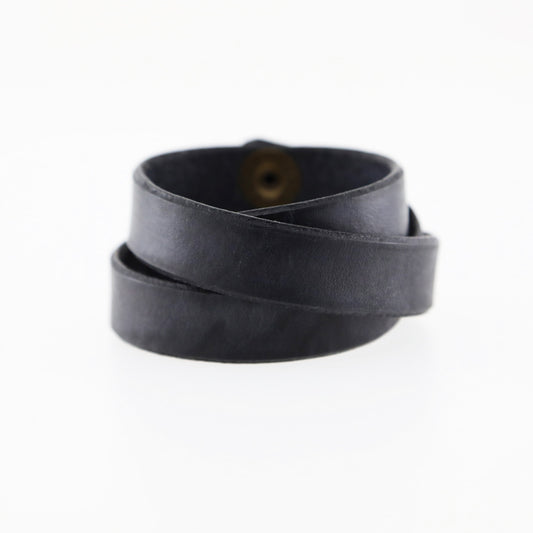 Black leather wrap cuff bracelet