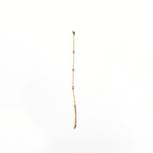 gold and pearl chain bracelet