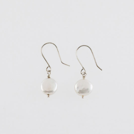 Coin Pearl and sterling silver earrings 