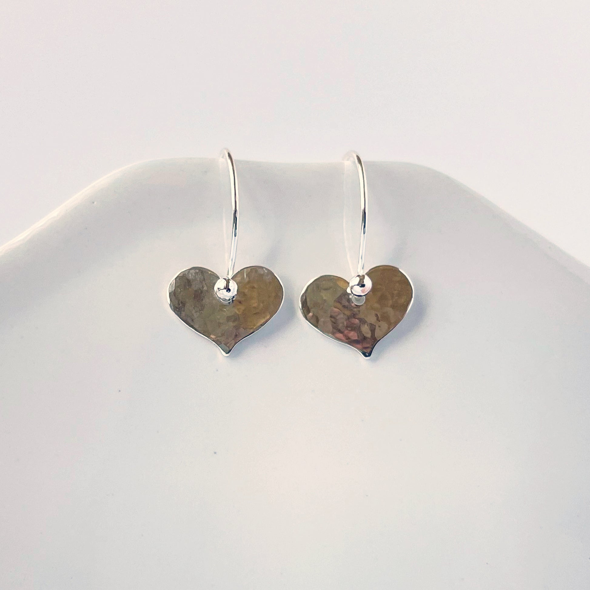 Forged Heart Earrings in sterling silver
