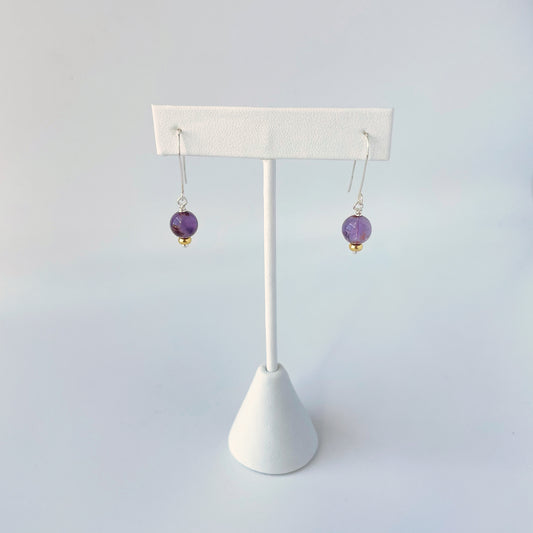 Sterling silver Super 7 gemstone earrings with gold accent