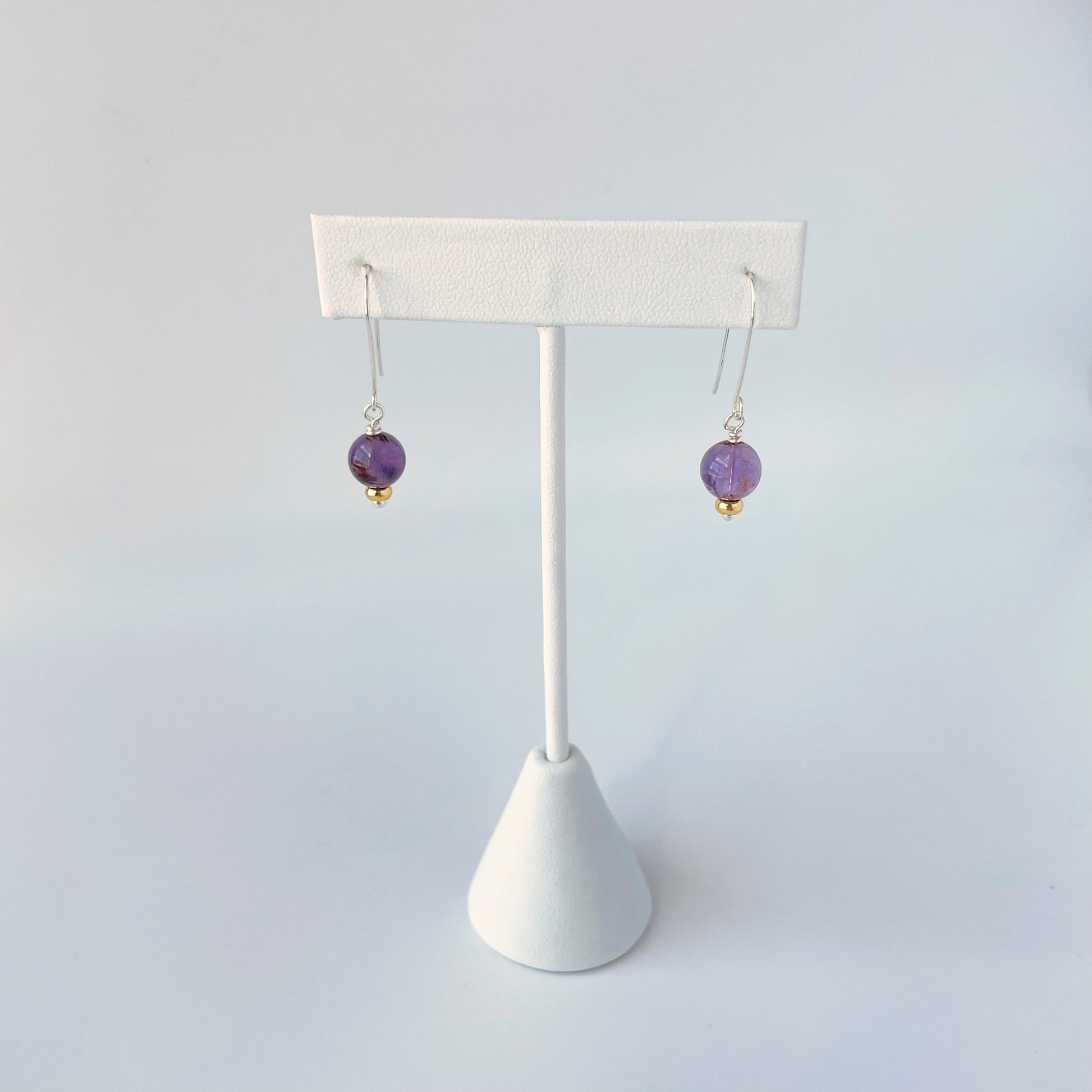 Sterling silver Super 7 gemstone earrings with gold accent