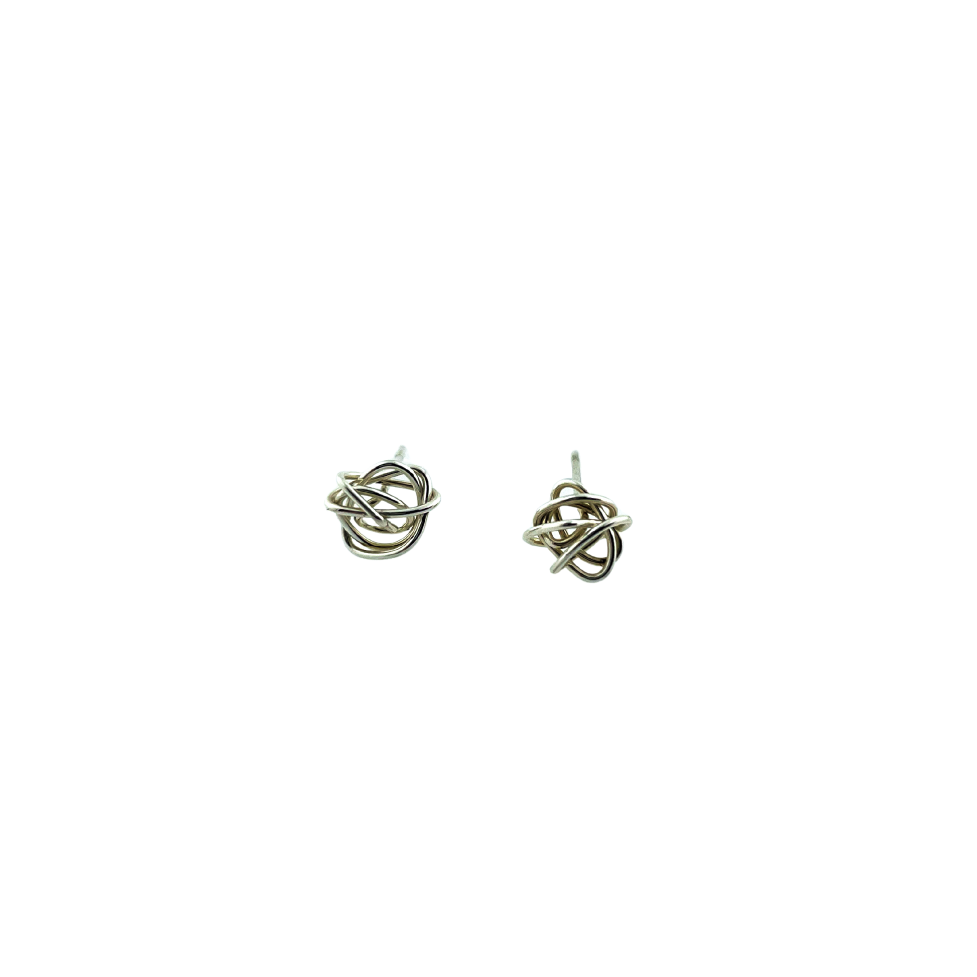Silver twisted wire knot earring studs