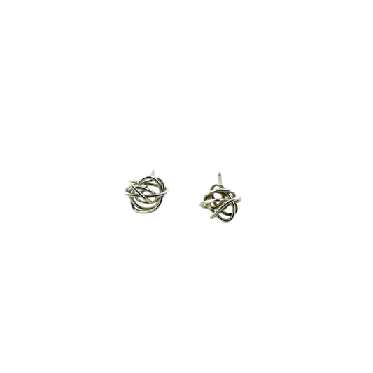 Silver twisted wire knot earring studs